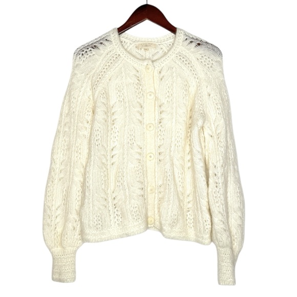 Sezane Alma Cardigan Sweater Ecru White Soft Knit Wool Blend Rare HTF SZ Small - Picture 4 of 16